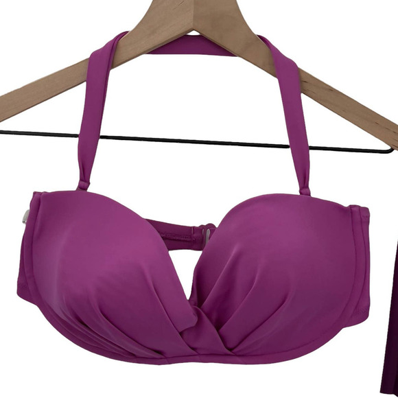 J. Crew Swimsuit Bikini Top Swim Skirt Bottoms Purple Color Block | 32D / Small - Picture 4 of 12